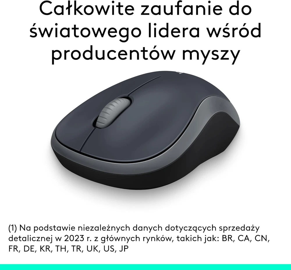 Logitech belaidė optinė pelė 2,4 GHz su USB imtuvu, 1000 DPI, pilka M185