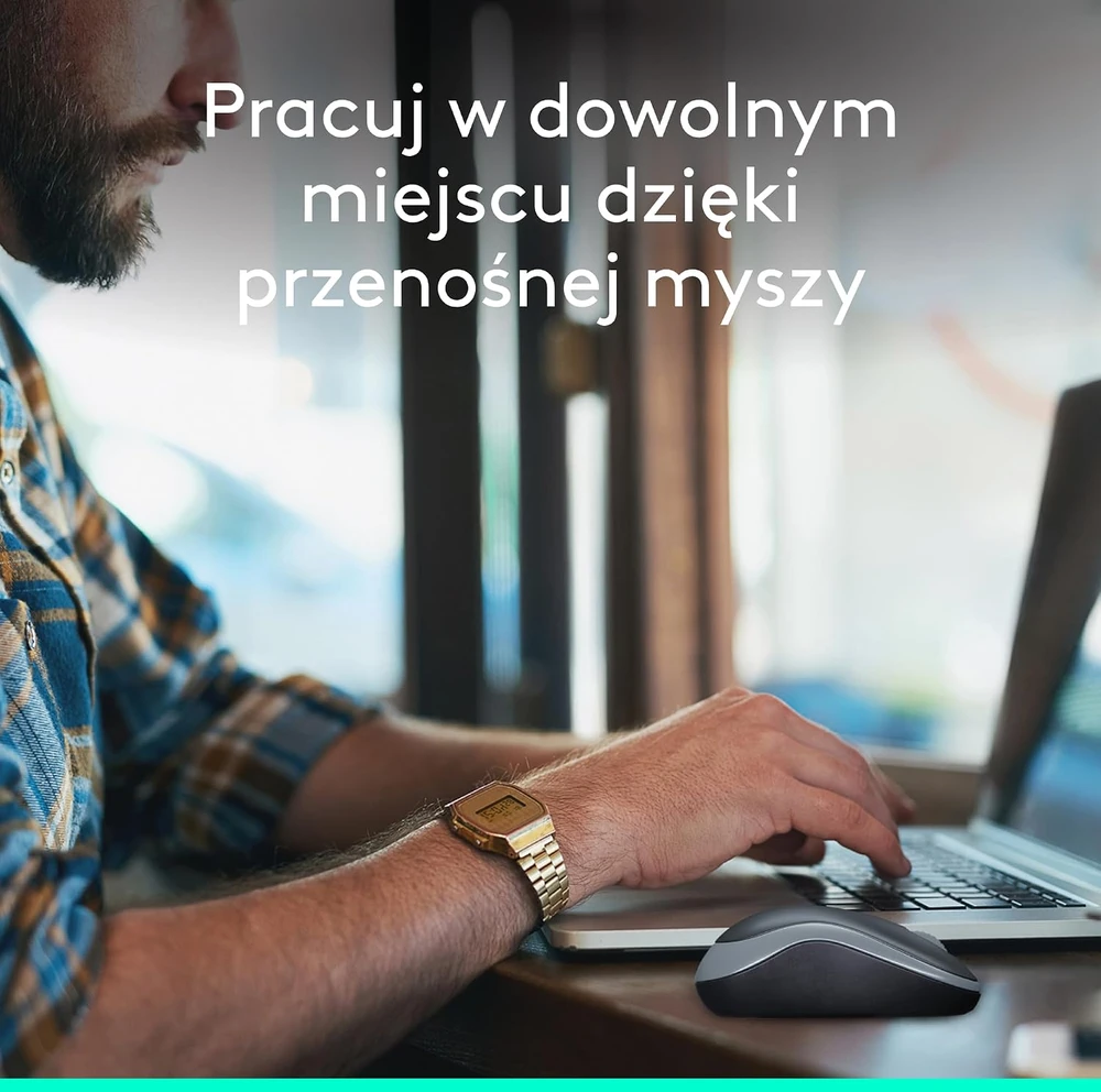 Logitech belaidė optinė pelė 2,4 GHz su USB imtuvu, 1000 DPI, pilka M185