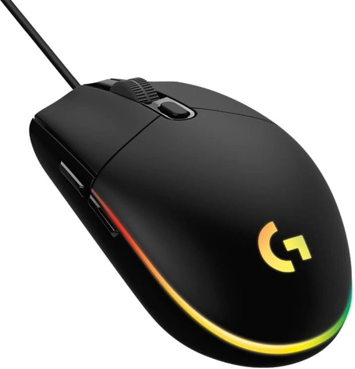 Logitech G203 LIGHTSYNC su laidu žaidimų pelė, 8000 DPI, RGB apšvietimas, 6 programuojami mygtukai, juoda