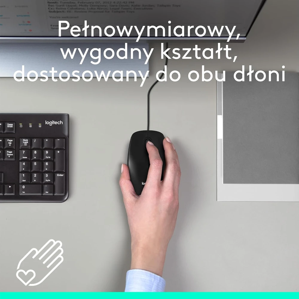 Logitech su laidu optinė pelė USB, 1000 DPI, abiem rankoms, juoda, M100 910-006652