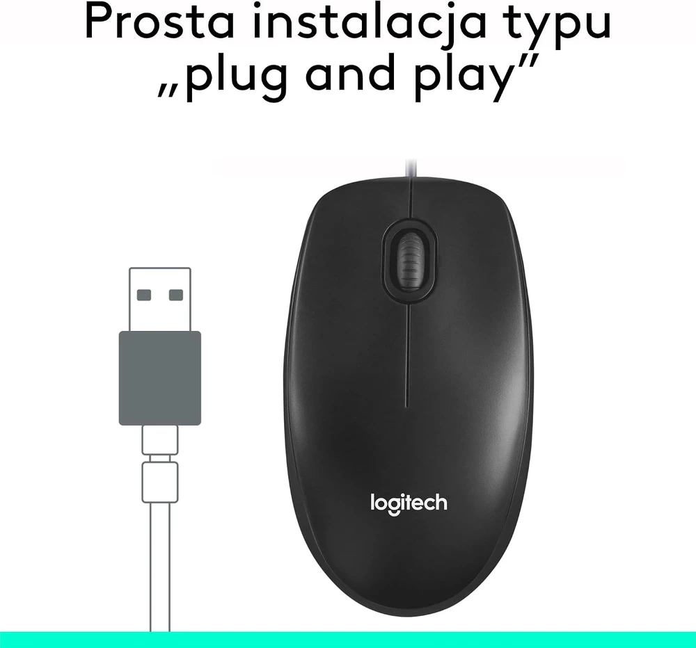Logitech su laidu optinė pelė USB, 1000 DPI, abiem rankoms, juoda, M100 910-006652