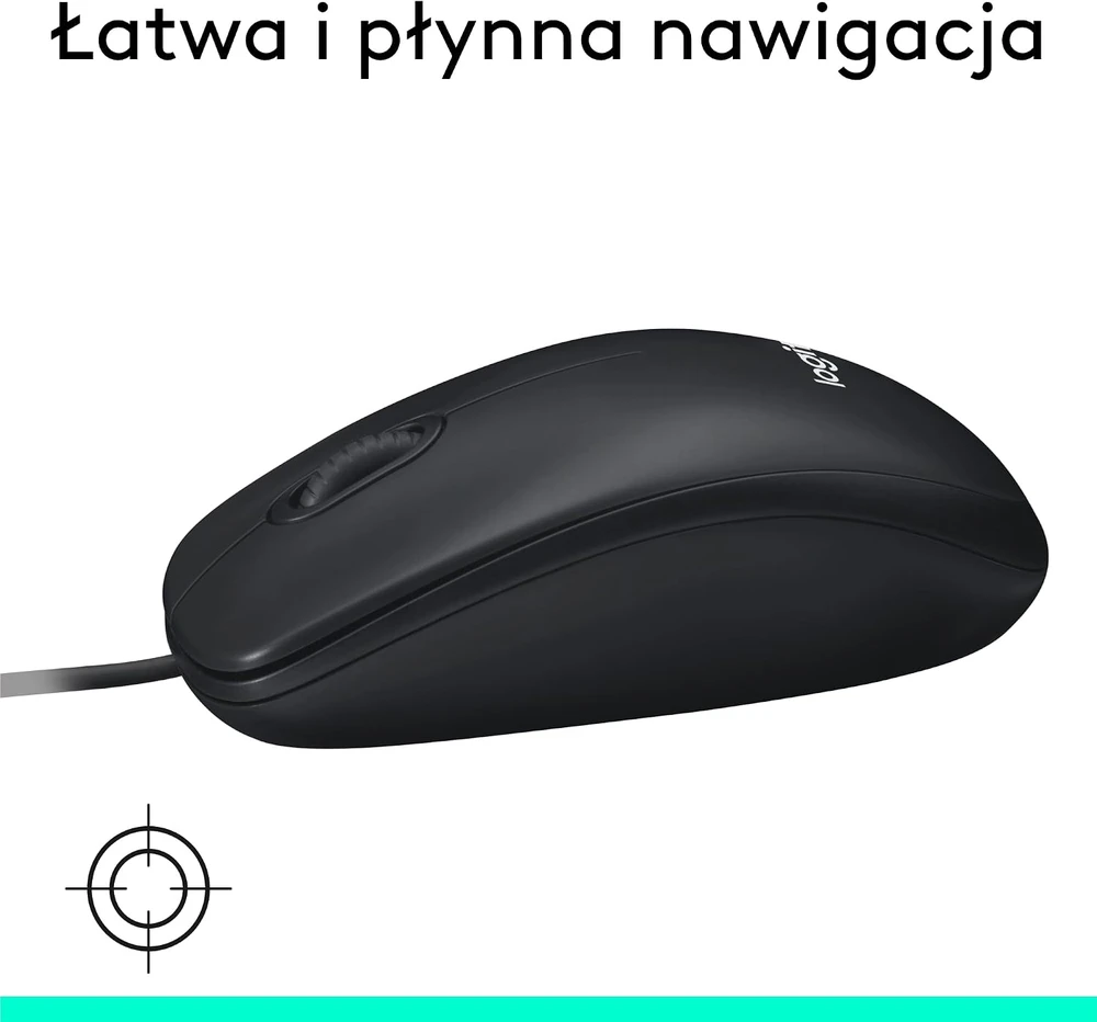 Logitech su laidu optinė pelė USB, 1000 DPI, abiem rankoms, juoda, M100 910-006652