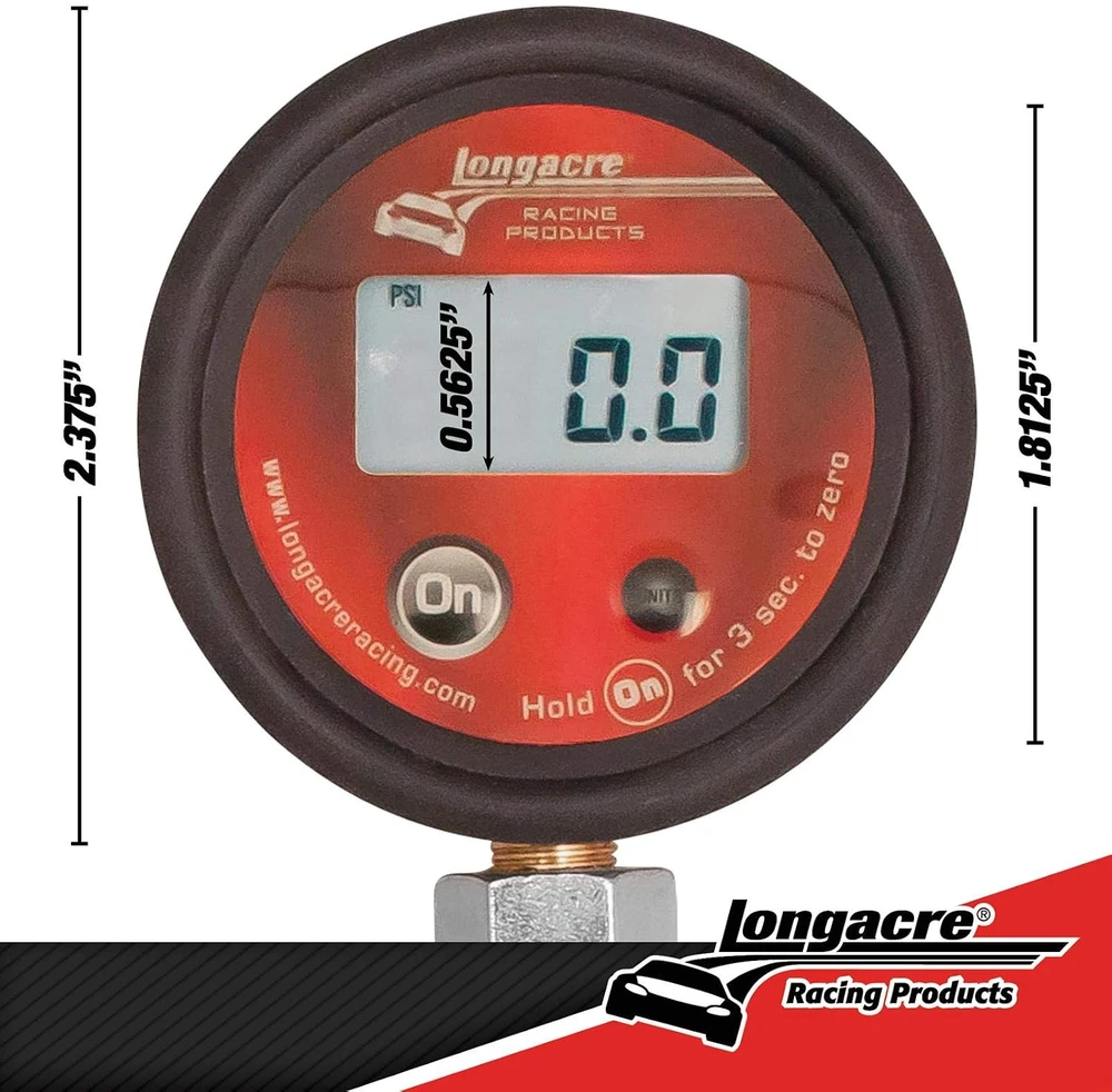 Longacre skaitmeninis padangų slėgio matuoklis 0–100 psi su 35,6 cm žarna 52-53036