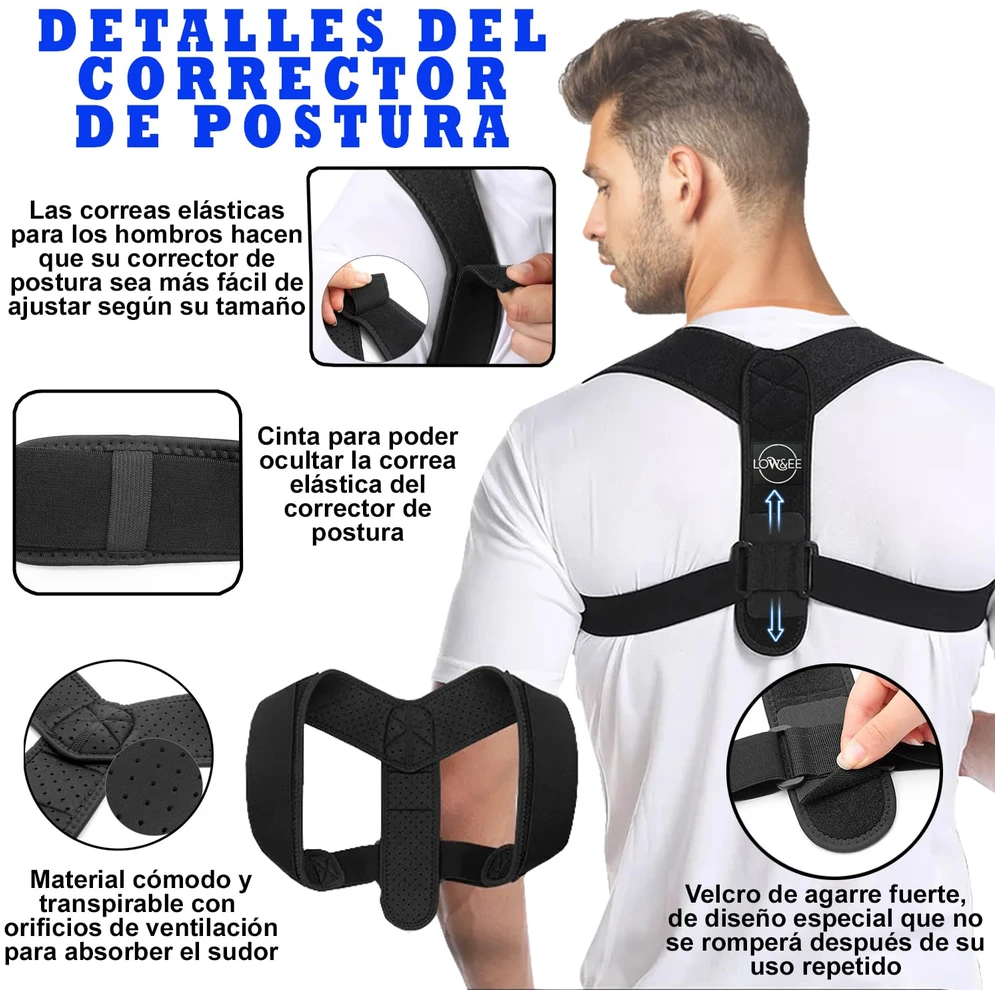 LOW&EE nugaros laikysenos korektorius iš neopreno, reguliuojamas, universalus, CPE001