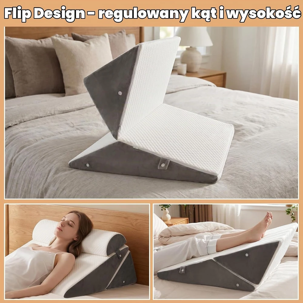 LPQKCcY reguliuojama pleištinė pagalvė lovai iš atminties putų, 20–60°, BW02