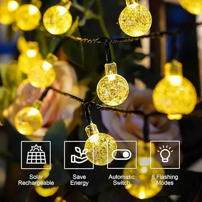 LQWELL Lauko girliandos su saulės energija, 10 m