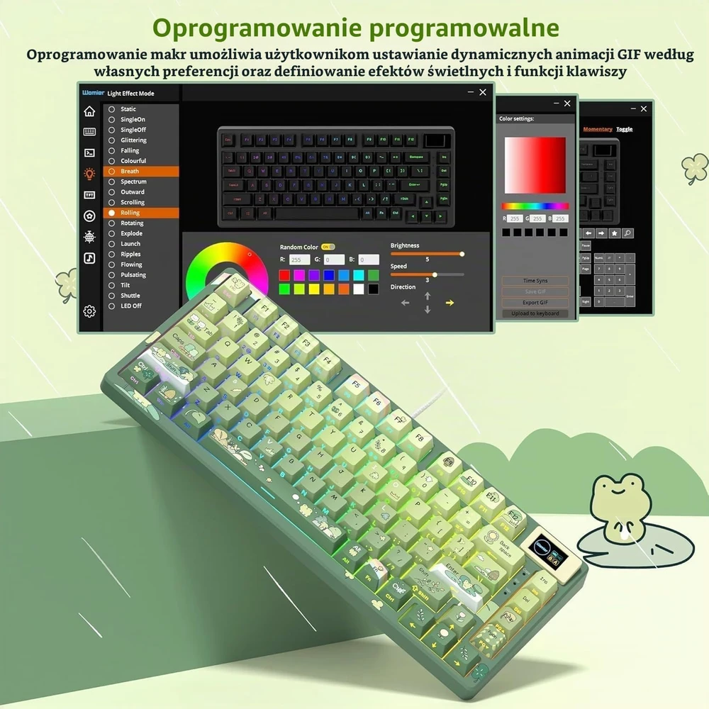 LQXQ mechaninė 75 % žaidimų klaviatūra USB-C su RGB apšvietimu SK80