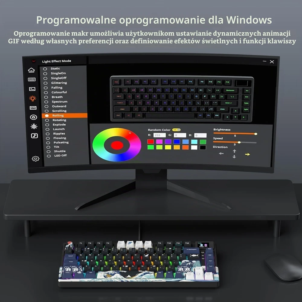 LQXQ mechaninė žaidimų klaviatūra 75 %, USB-C, RGB, Hot-Swap SK80