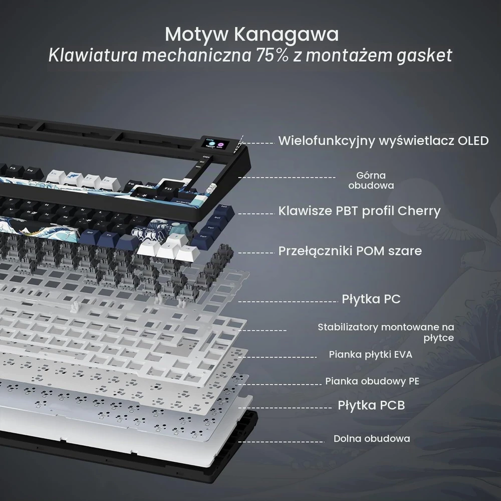 LQXQ mechaninė žaidimų klaviatūra 75 %, USB-C, RGB, Hot-Swap SK80