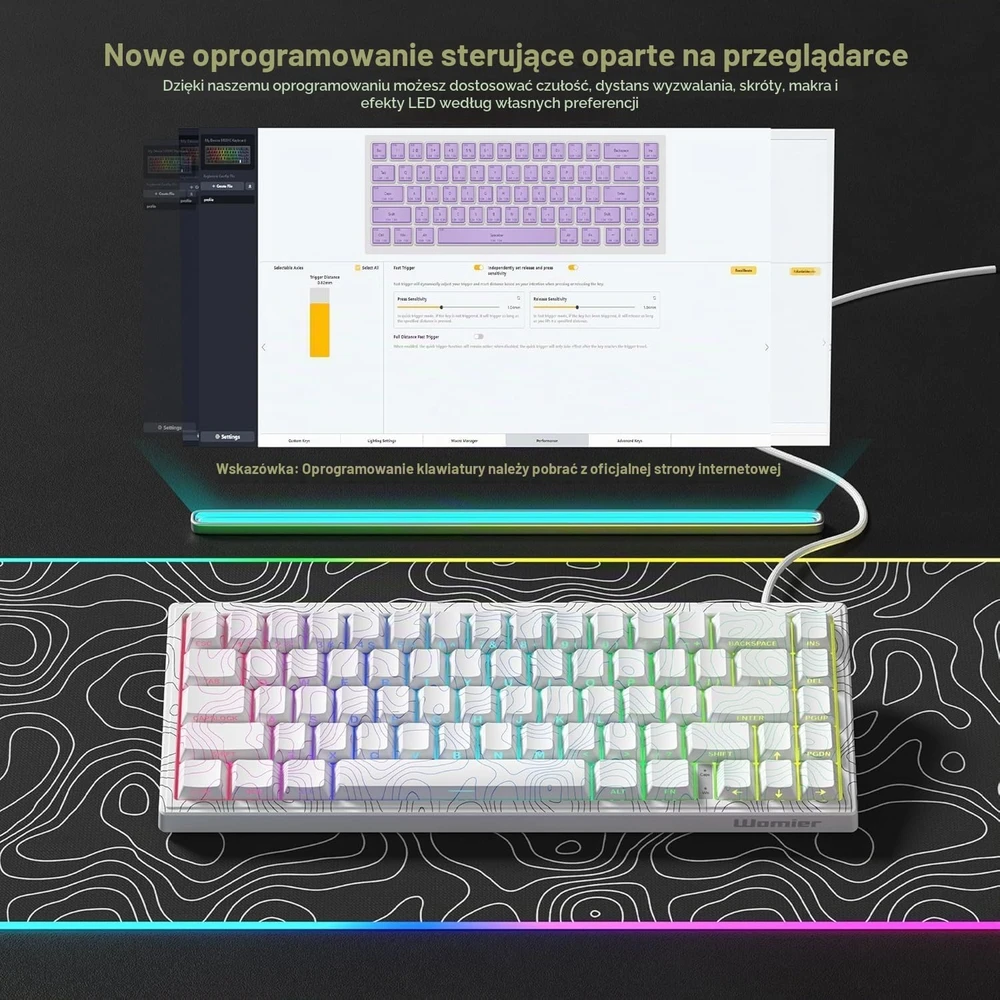 LQXQ žaidimų klaviatūra su magnetiniais Hall efekto jungikliais, USB-C, 8000 Hz M68 HE