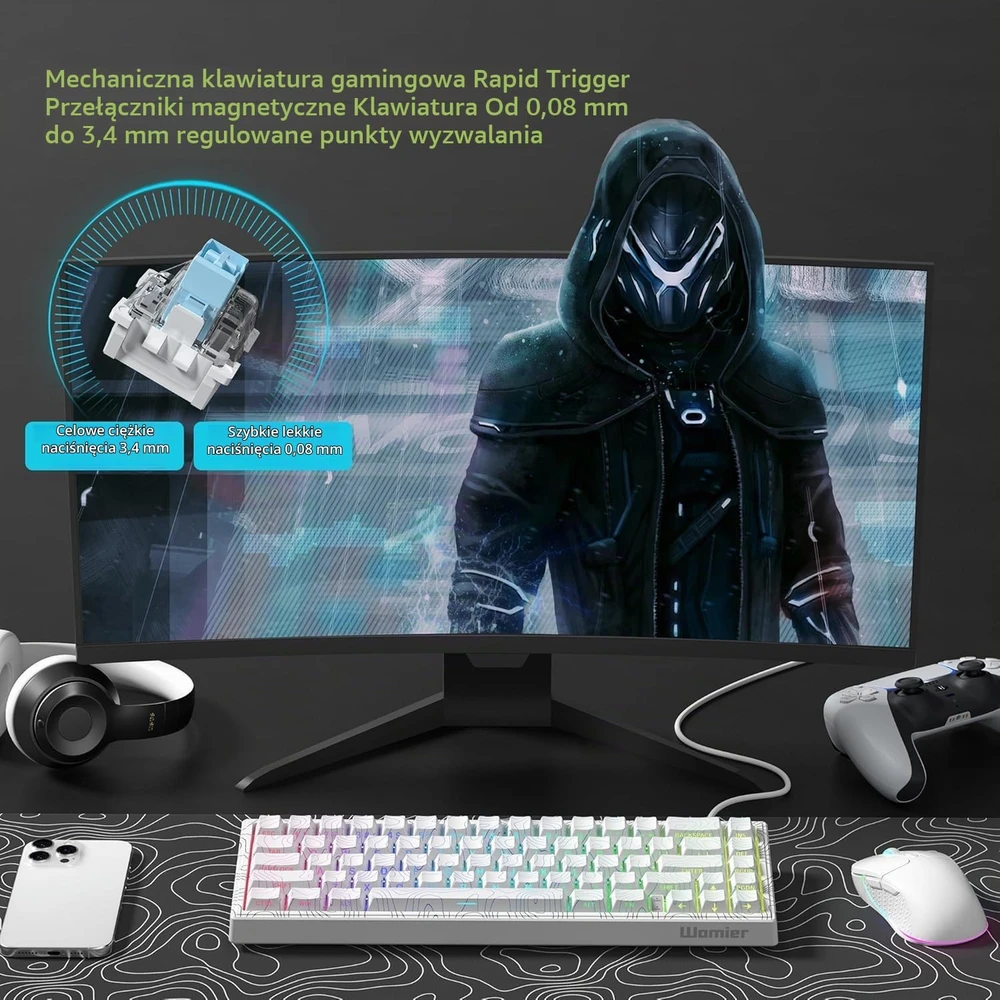 LQXQ žaidimų klaviatūra su magnetiniais Hall efekto jungikliais, USB-C, 8000 Hz M68 HE