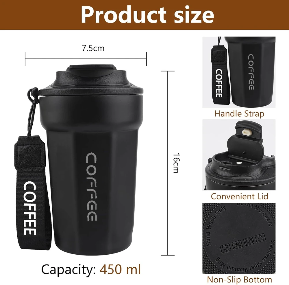 Lrocotanc termopuodelis 480 ml iš nerūdijančiojo plieno 316, sandarus VTS02-ThermalMug-Juodas-260407