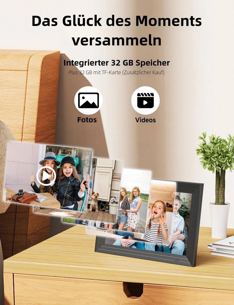Luakug skaitmeninis nuotraukų rėmelis, 10,1 col., 32 GB, Wi-Fi