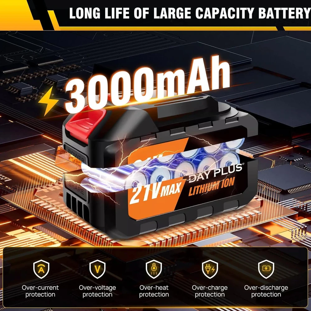 Lucn belaidė aukšto slėgio plovimo įranga, 4000 W, 21 V, 300 barų, 2 baterijos, 5 m žarna