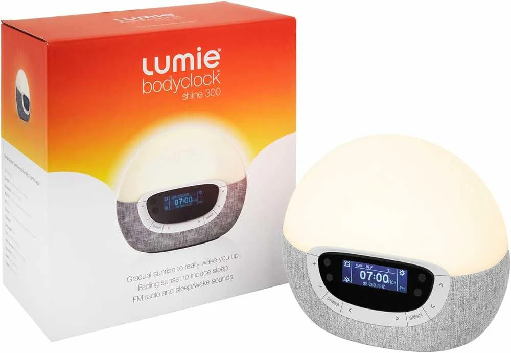 Lumie Bodyclock Shine 300 šviesos žadintuvas su radiju ir 15 garsų, baltas