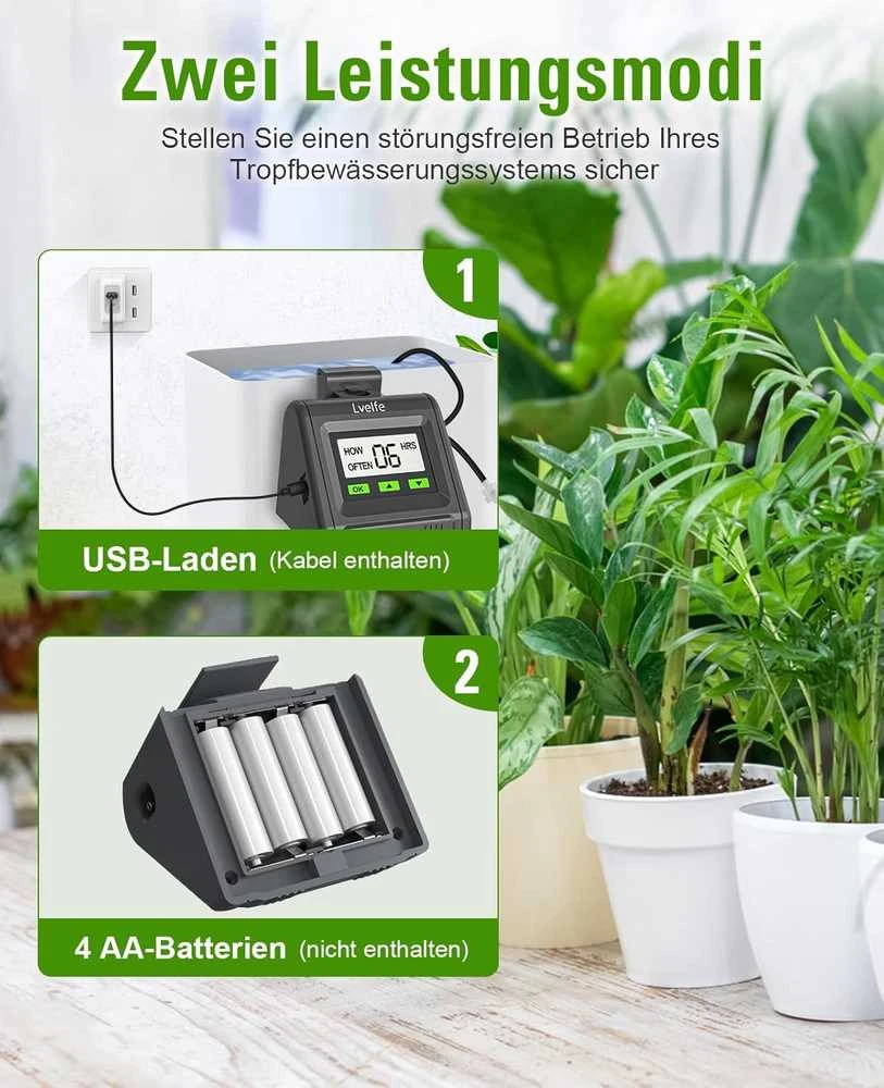 Lvelfe automatinis laistymo sistemos rinkinys su reguliuojamu vandens kiekiu, 10 mm žarna, 11 augalams, IK10P