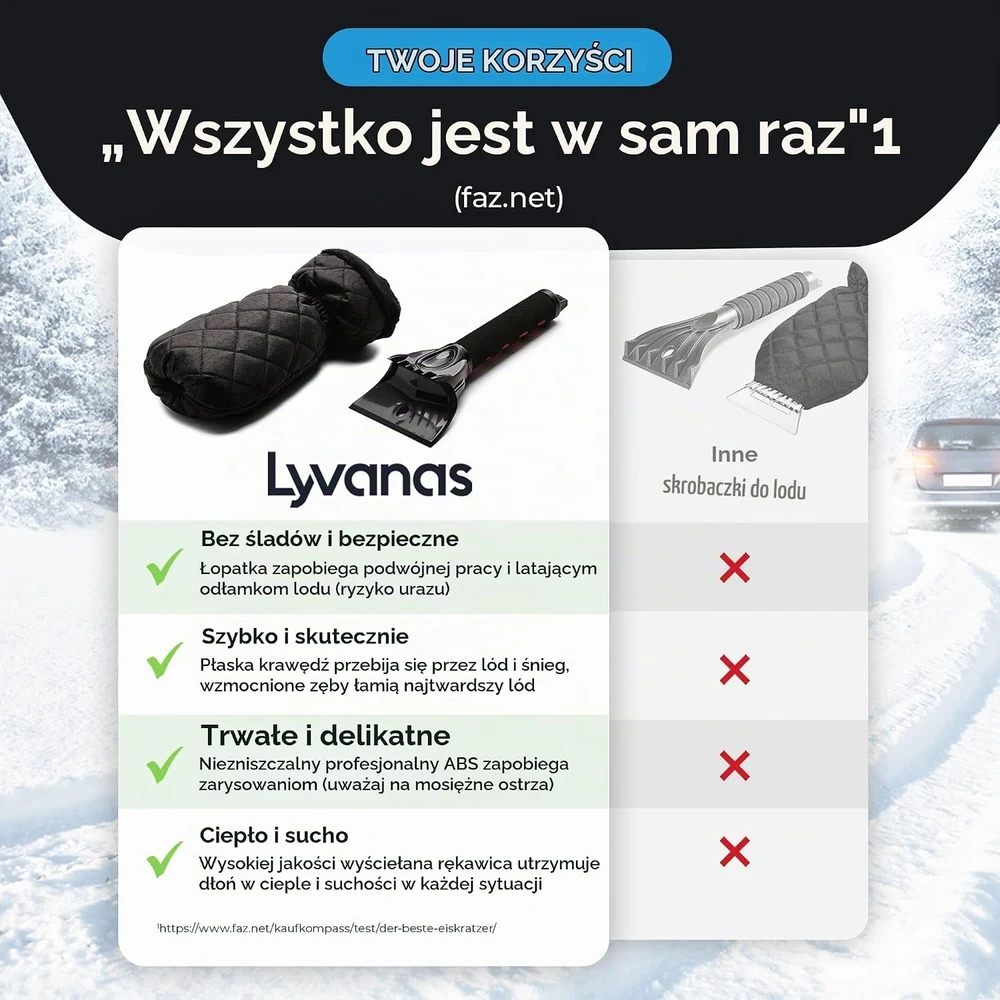 LYVANAS automobilio ledo grandiklis su pirštine, 34 cm, EK3