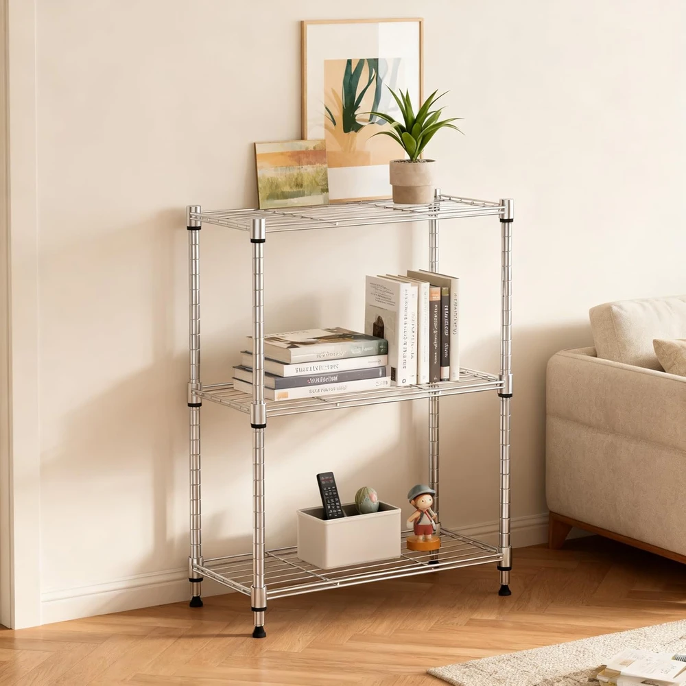 M MZG metalinis 3 lygių sandėliavimo stelažas 30 × 45 × 67,1 cm, chromuotas E304567OH301LB-AU