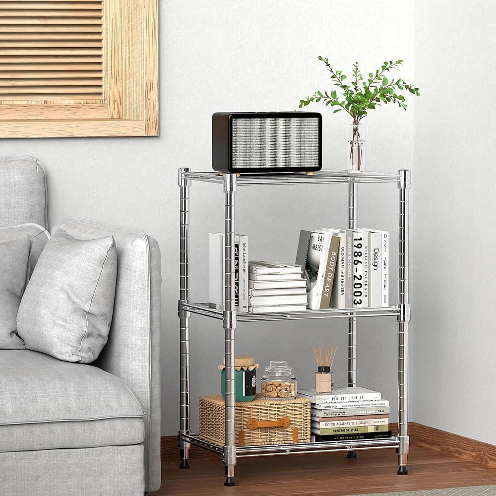 M MZG metalinis 3 lygių sandėliavimo stelažas 30 × 45 × 67,1 cm, chromuotas E304567OH301LB-AU