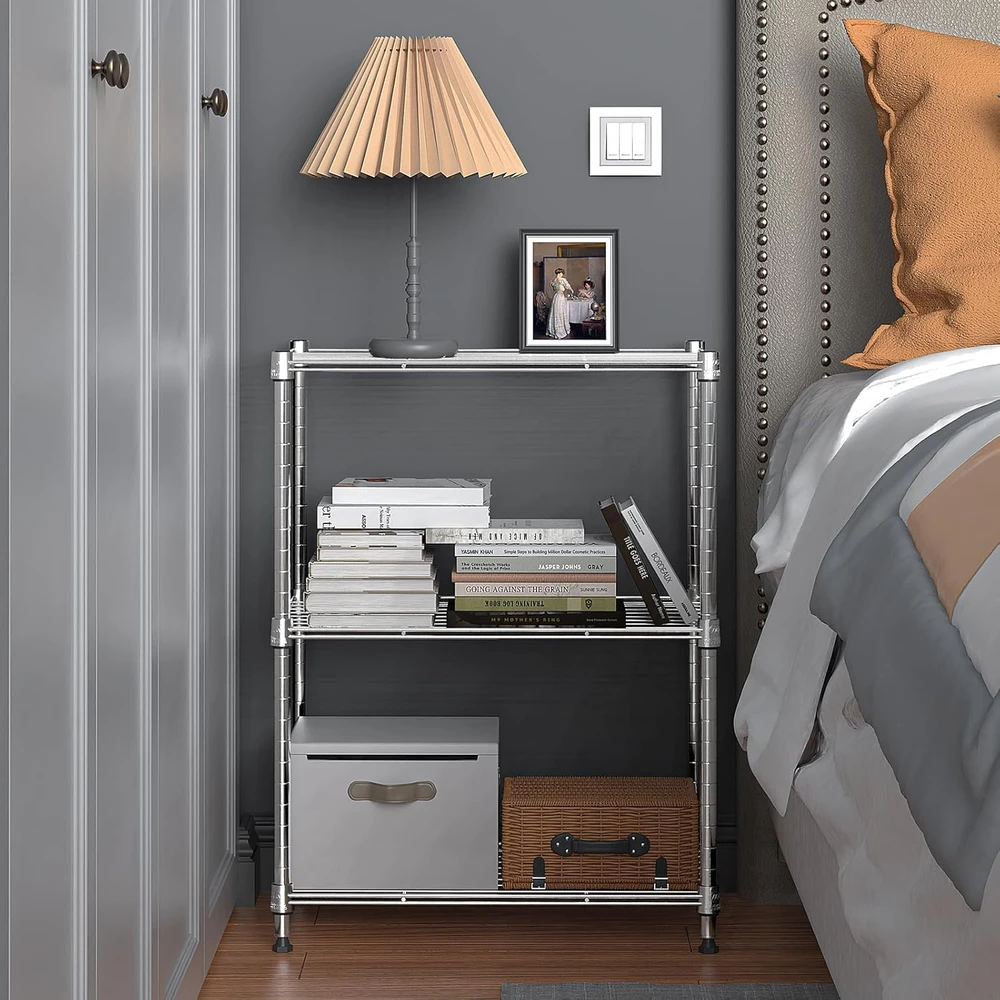 M MZG metalinis 3 lygių sandėliavimo stelažas 30 × 45 × 67,1 cm, chromuotas E304567OH301LB-AU