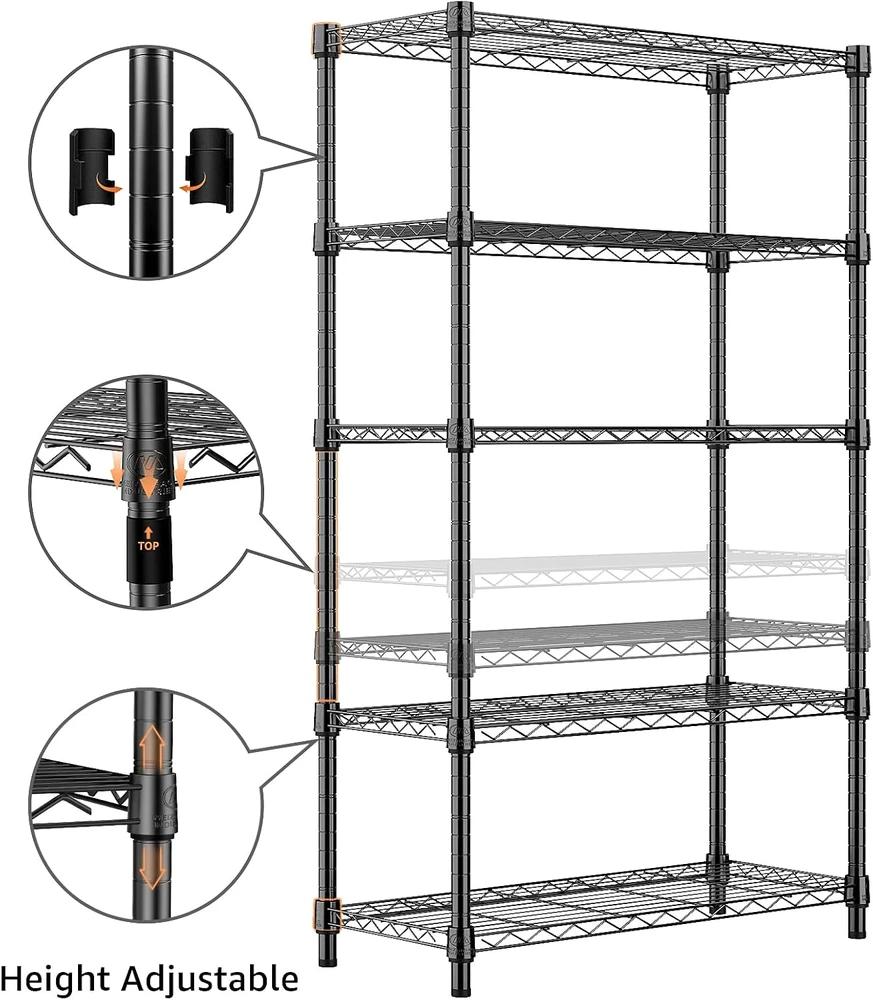 M MZG metalinis sandėliavimo stelažas su 5 reguliuojamomis lentynomis, 35 × 60 × 158,7 cm, E3560160OK501LB-EU