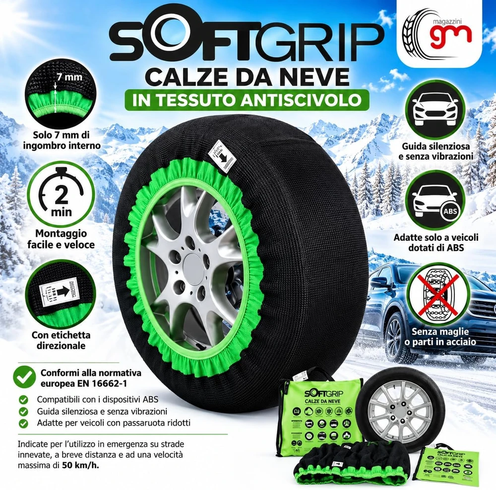 Magazzini GM neslystančios sniego kojinės automobiliams, grupė 4, EN 16662-1