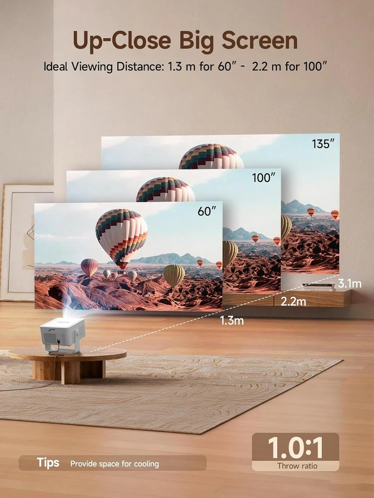 Magcubic nešiojamasis projektorius 1080p, 800 ANSI lm, Wi-Fi 6, Bluetooth 5.4 HY450MAX