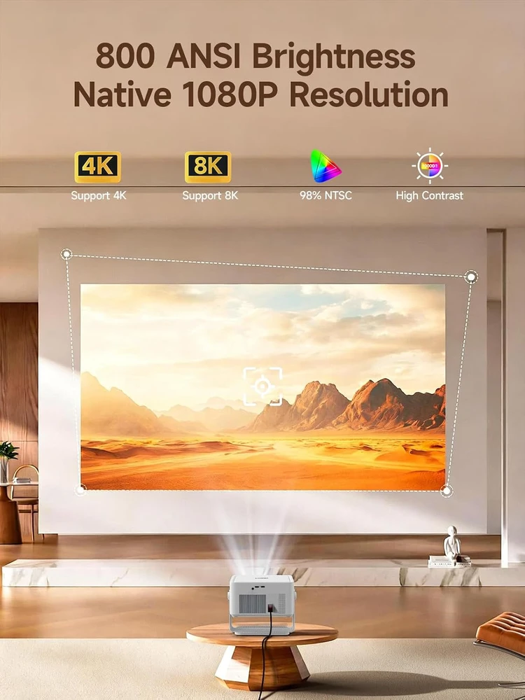 Magcubic nešiojamasis projektorius 1080p, 800 ANSI lm, Wi-Fi 6, Bluetooth 5.4 HY450MAX