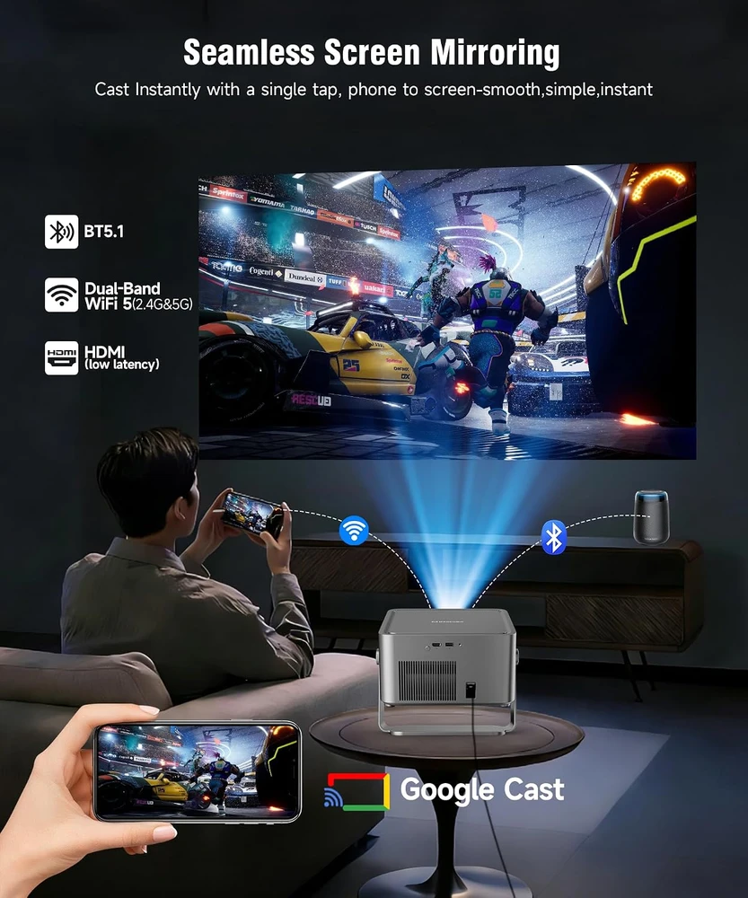 Magcubic nešiojamasis projektorius 1080p, 800 ANSI lm, Google TV, Bluetooth 5.1 HY450GT