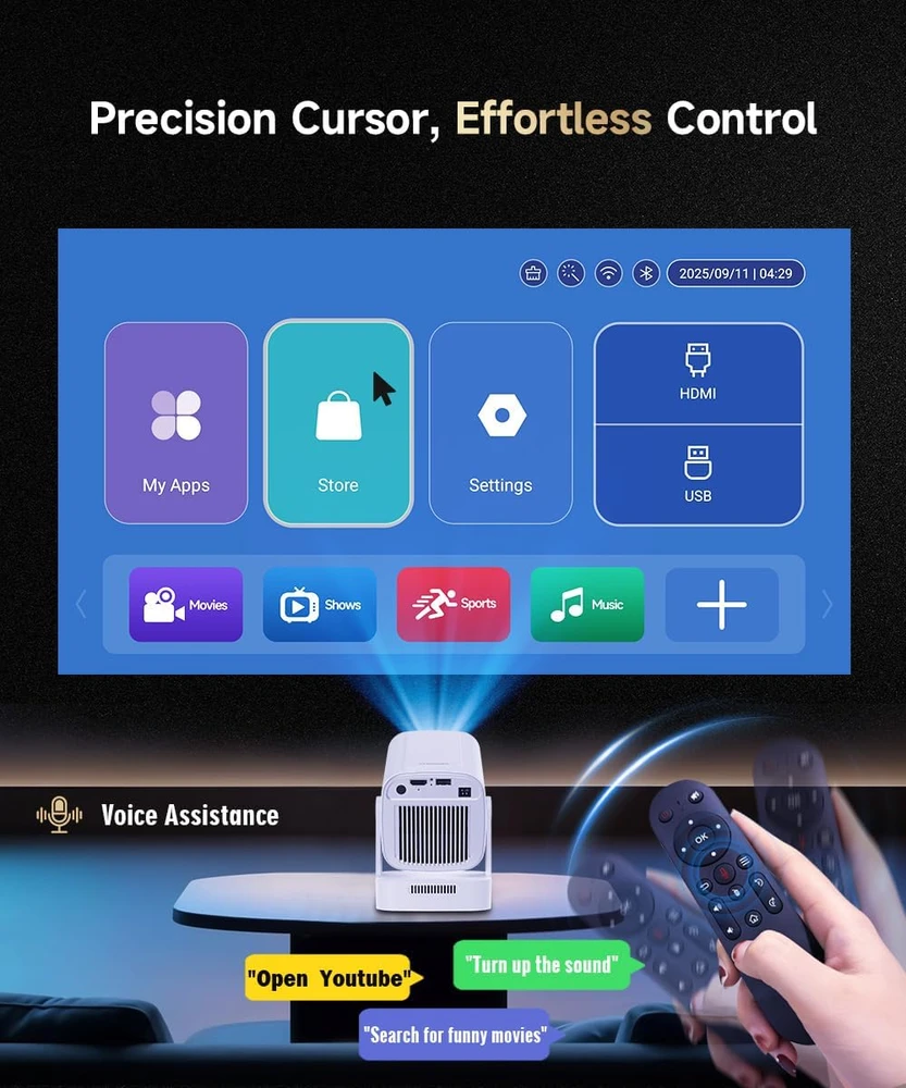 Magcubic nešiojamasis projektorius Full HD su 4K palaikymu, Wi-Fi 6, HY310