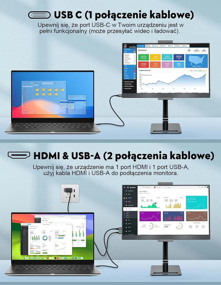MAGICRAVEN nešiojamasis 15,6 col. IPS monitorius Full HD 60 Hz su HDMI ir USB-C