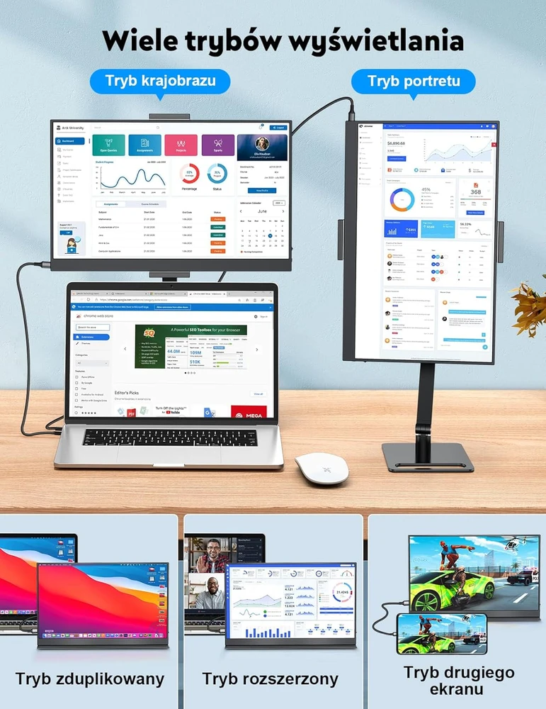 MAGICRAVEN nešiojamasis 15,6 col. IPS monitorius Full HD 60 Hz su HDMI ir USB-C