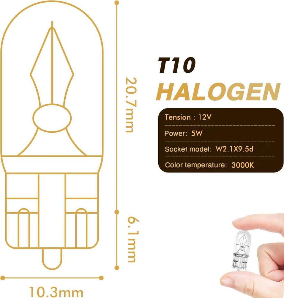 Magnet halogeninės automobilio lemputės W5W T10 12 V 5 W, 10 vnt., MAG10-W5W-HY