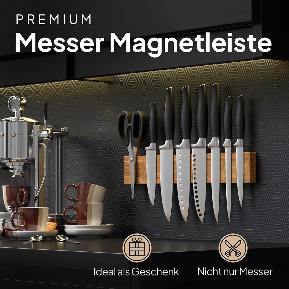 mahona magnetinė peilių juosta iš akacijos medienos, lipni, modelis 025.001