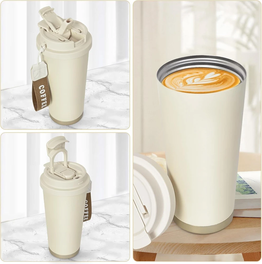 Maideduo kelioninis termopuodelis 500 ml su šiaudeliu, Kaffee-LH