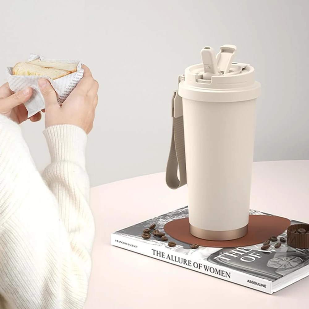 Maideduo kelioninis termopuodelis 500 ml su šiaudeliu, Kaffee-LH