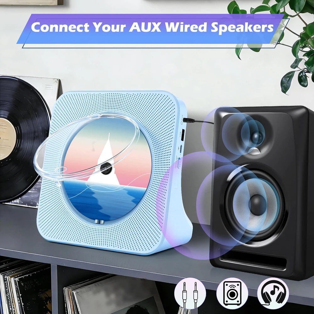 MAITE nešiojamas CD grotuvas su Bluetooth 5.0, FM radiju ir USB, MTEU MT-CDPEU-SD-BSE