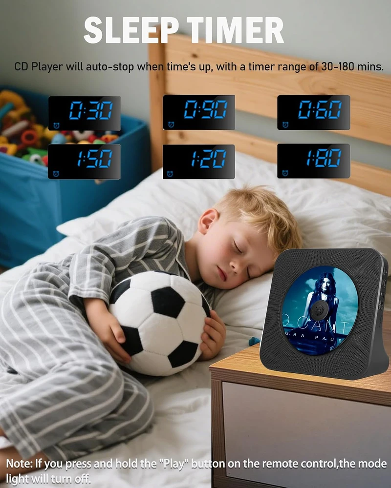 MAITE nešiojamas CD grotuvas su Bluetooth 5.0, FM radiju ir HiFi garsiakalbiais MT-CDPEU-SD BLK