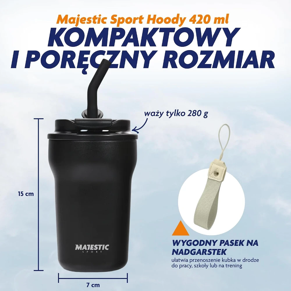 Majestic Sport termopuodelis su šiaudeliu 420 ml, nerūdijančiojo plieno, KUM11_P