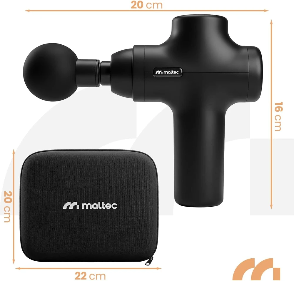 MalTec masažinis pistoletas BodyBeat Go, 4 greičiai, 10 mm amplitudė, 6 antgaliai, 113859