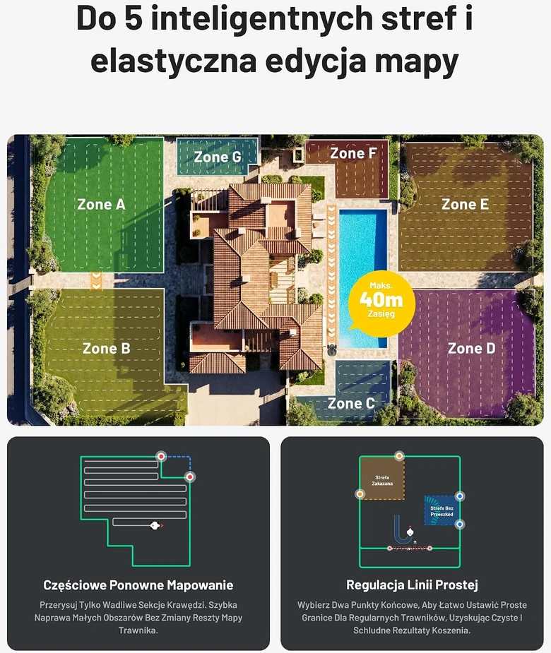 Mammotion vejapjovės robotas be ribinio laido, 500 m², Tri-Cam AI Vision, 19 cm plotis, YUKA mini 2 500
