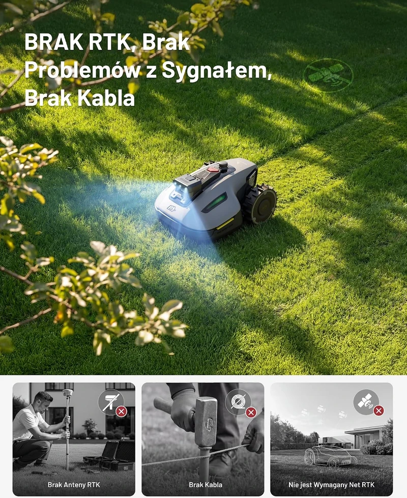 Mammotion vejapjovės robotas be ribinio laido, 500 m², Tri-Cam AI Vision, 19 cm plotis, YUKA mini 2 500