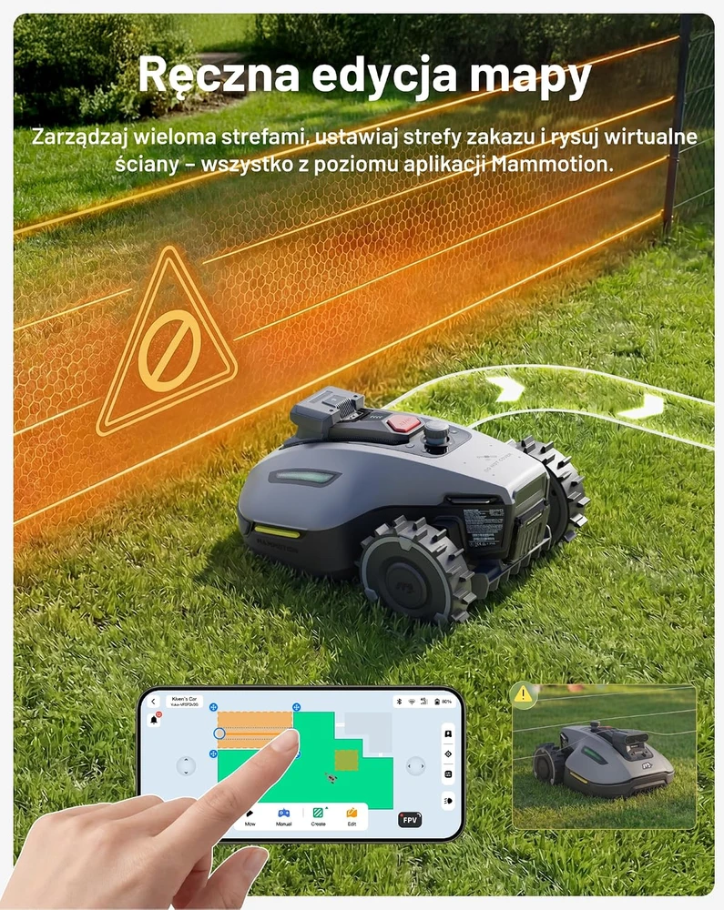 Mammotion vejapjovės robotas be ribinio laido, 500 m², Tri-Cam AI Vision, 19 cm plotis, YUKA mini 2 500