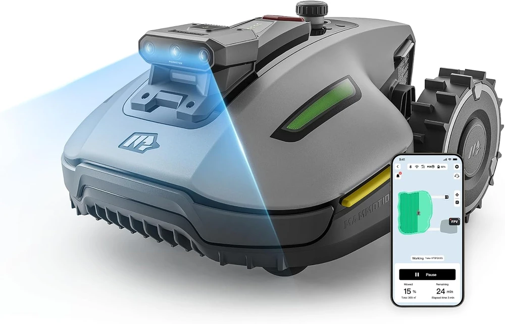 Mammotion vejapjovės robotas be ribinio laido, 500 m², Tri-Cam AI Vision, 19 cm plotis, YUKA mini 2 500