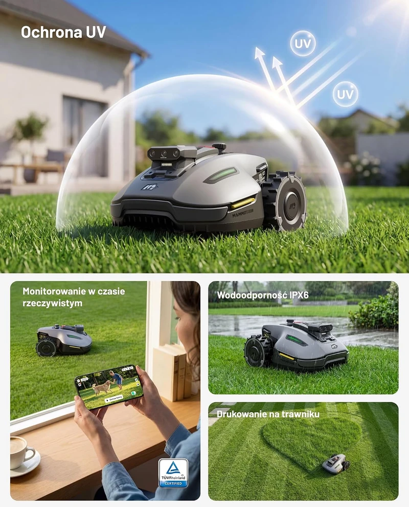 Mammotion vejapjovės robotas be ribinio laido, 500 m², Tri-Cam AI Vision, 19 cm plotis, YUKA mini 2 500
