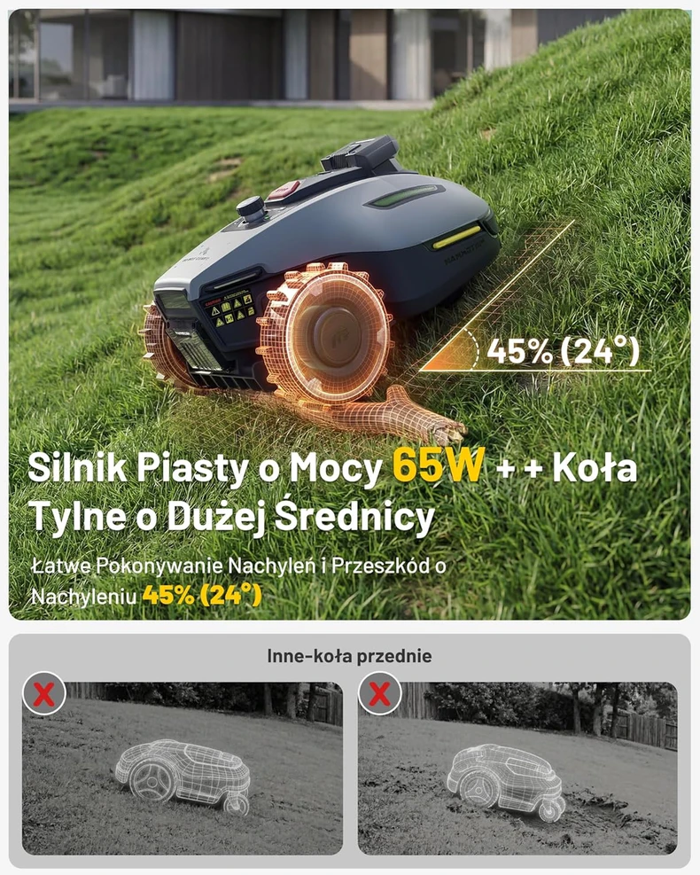 Mammotion vejapjovės robotas su 3 kamerų AI, 500 m², DropMow, 4,5 Ah akumuliatorius, YUKA mini 2 500