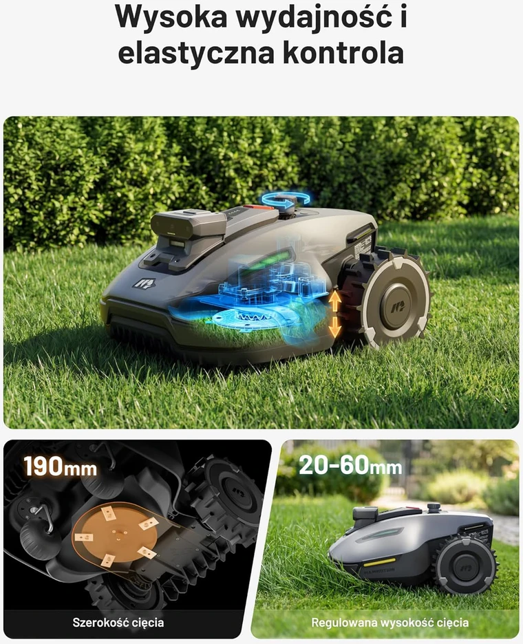 Mammotion vejapjovės robotas su 3 kamerų AI, 500 m², DropMow, 4,5 Ah akumuliatorius, YUKA mini 2 500