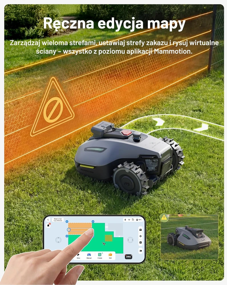 Mammotion vejapjovės robotas su 3 kamerų AI, 500 m², DropMow, 4,5 Ah akumuliatorius, YUKA mini 2 500