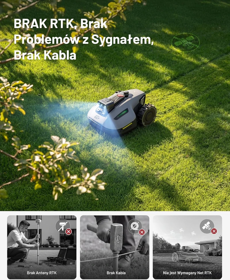 Mammotion vejapjovės robotas su 3 kamerų AI, 500 m², DropMow, 4,5 Ah akumuliatorius, YUKA mini 2 500