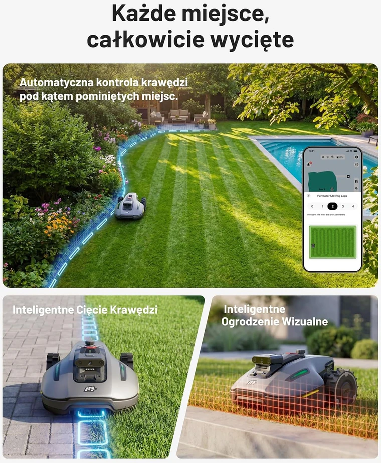 Mammotion vejapjovės robotas su 3 kamerų AI, 500 m², DropMow, 4,5 Ah akumuliatorius, YUKA mini 2 500